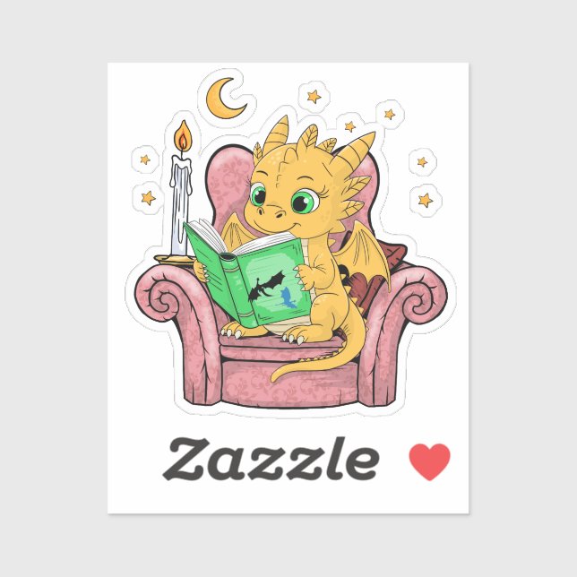 Book Dragon Fantasy Reader Book Lover Sticker (Sheet)