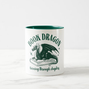 Book Dragon Funny Script Bookish Saying Two-Tone Coffee Mug