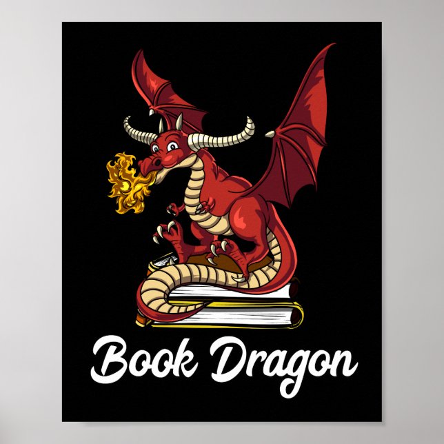 Book Dragon Literature Reading Geek Nerd Poster (Front)
