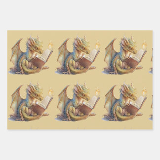 Book Dragon Wrapping Paper Sheets