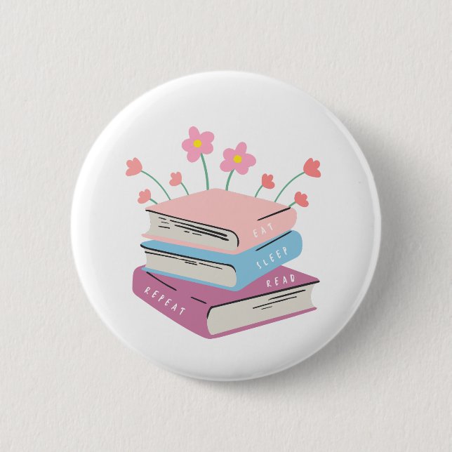 Book Eat Sleep Read Button (Front)