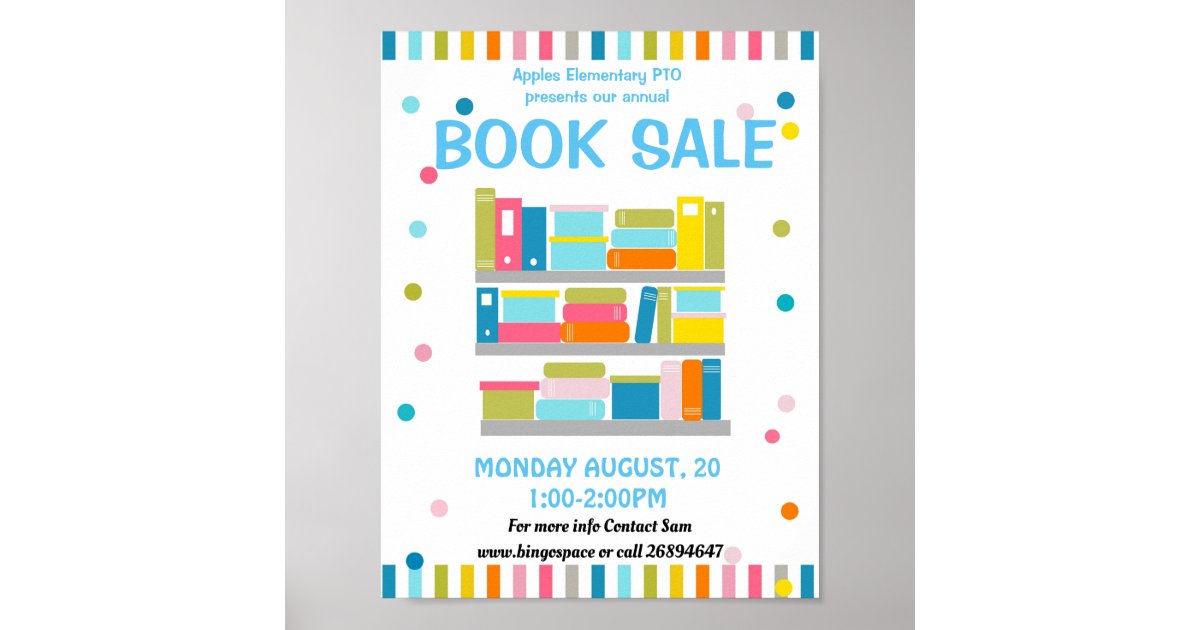 Book Fair Book Sale Pto Pta Fundraising Poster Zazzle Com