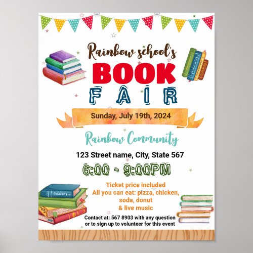 Book Fair school event template Poster