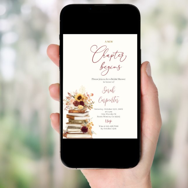 Book Fall Bridal Shower Invitation (Front Digital)