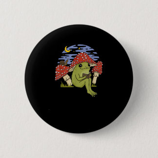 Book Fan Frog With Mushroom Hat Cottagecore Goblin Button