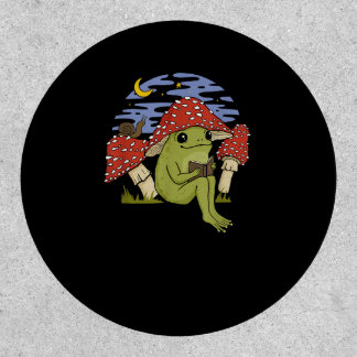 Book Fan Frog With Mushroom Hat Cottagecore Goblin Patch