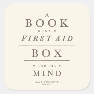 Book First-Aid Box Vintage Quote Square Sticker