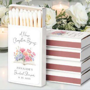 Book Floral Bridal Shower Matchbox Favor
