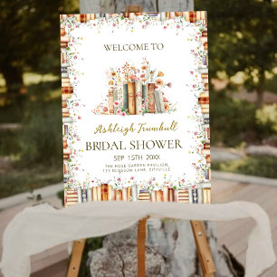 Book & Floral Literary Theme Bridal Shower Welcome Foam Board