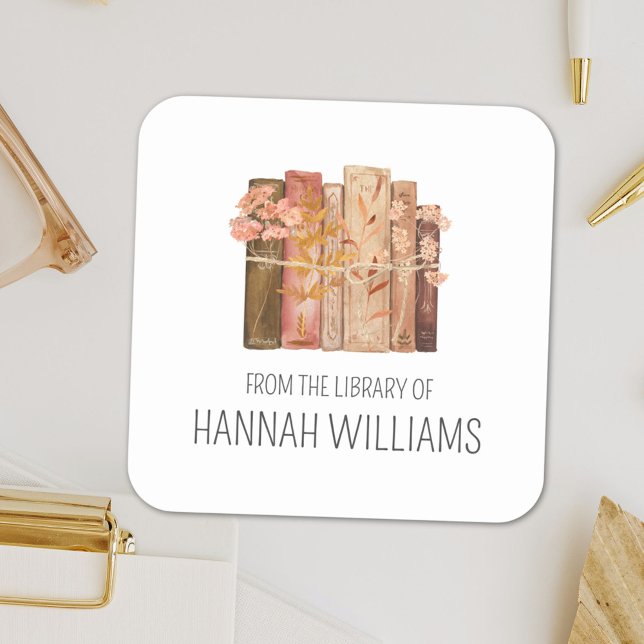 Book Flower Brown From the Library of Bookplate (Close up)