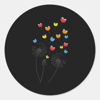 Book Flower Dandelion Books Love Reading Librarian Classic Round Sticker