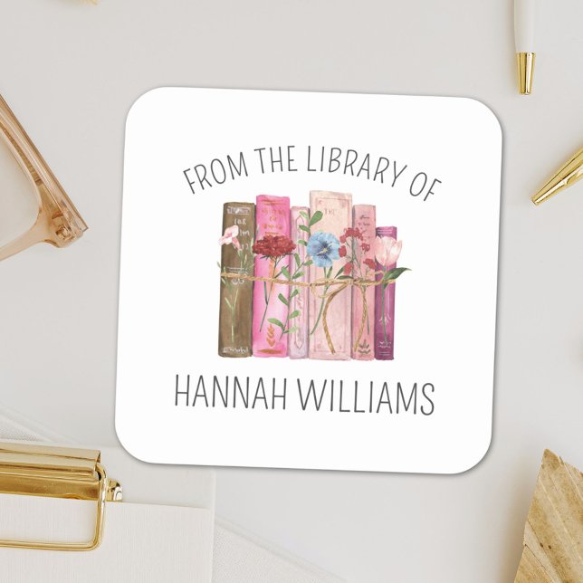 Book Flower Pink From the Library of Bookplate (In situ)