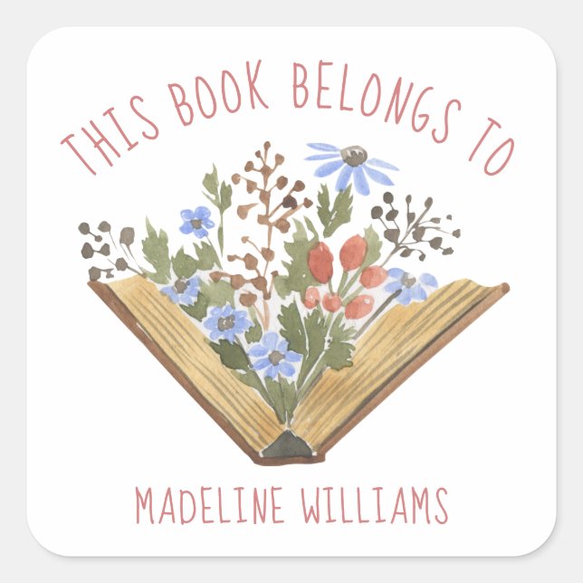 Book Flowers This Book Belongs To Bookplate Label (Front)