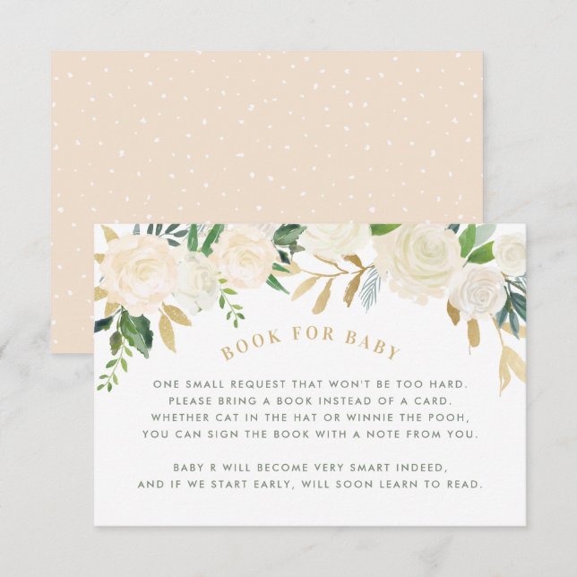 Book For Baby Blush Floral Shower Request Card (Front/Back)