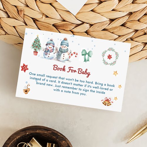 Book For Baby Christmas Snowman Party Enclosure Card