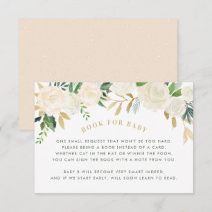 Book for Baby Cream Floral Greenery Shower Card