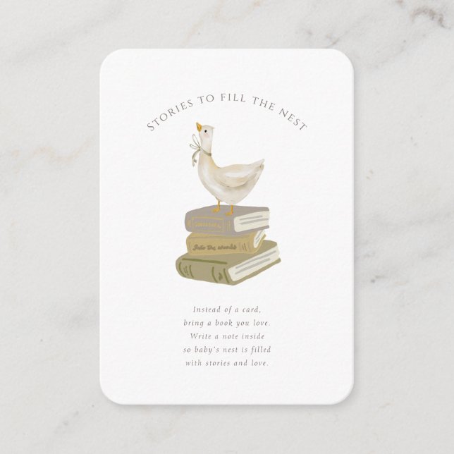 Book for Baby Goose Nest Baby Shower Enclosure Card (Front)