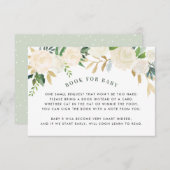 Book For Baby Green Floral Shower Request Card (Front/Back)