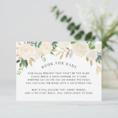 Book For Baby Green Floral Shower Request Card (Standing Front)