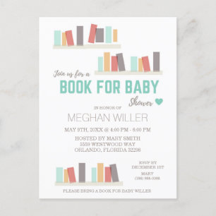 Book For Baby Shower Invitation Postcard