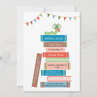 Book for Baby Shower Invitation with text on back