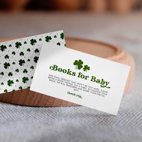 Book for Baby St Patricks Day Baby Shower  Enclosure Card
