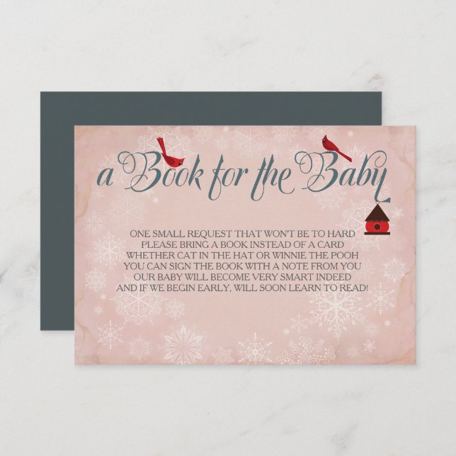 Book For The Baby, Winter Pink Insert Invitation (Front/Back)