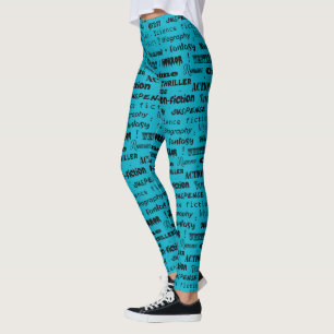 Book Genres Librarian Author Typographic Pattern Leggings