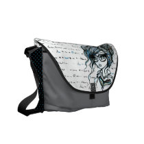 Book Girl with Glasses Messenger Bag Book Girl with Glasses Messenger Bag