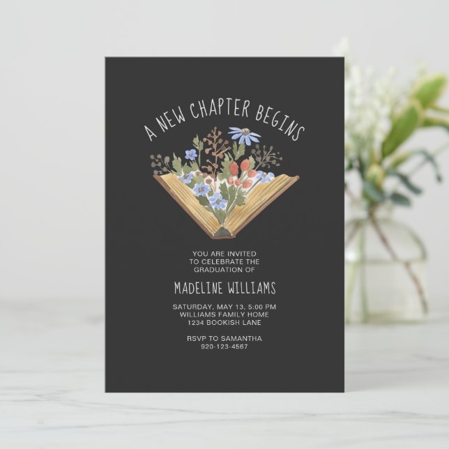 Book Graduation Photo Invitation (Standing Front)
