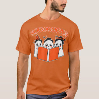 Book HalloweenT Cute Ghost Reading Librarian Teach T-Shirt