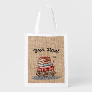 Book Haul Wagon Reusable Grocery Bag