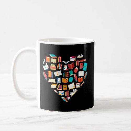 Book Heart Shape Reading Club Librarian Bookworm Coffee Mug