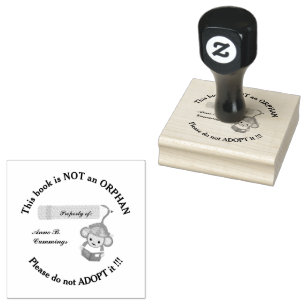 Book is Not an Orphan Please Do Not Adopt Monkey Rubber Stamp