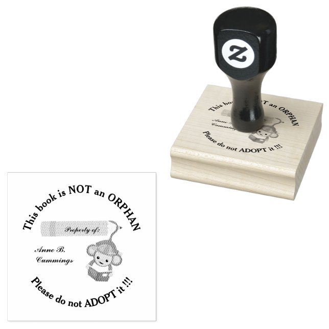 Book is Not an Orphan Please Do Not Adopt Monkey Rubber Stamp (Stamped)