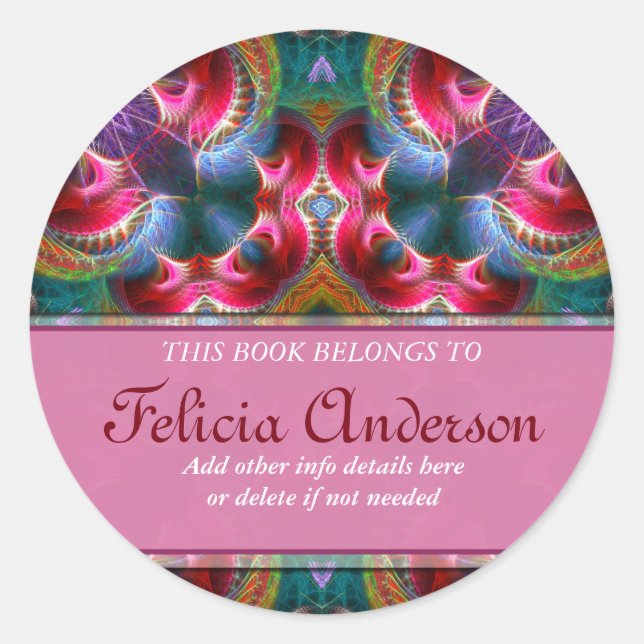Book Label : Colourful Fantasy Fractal Sticker (Front)