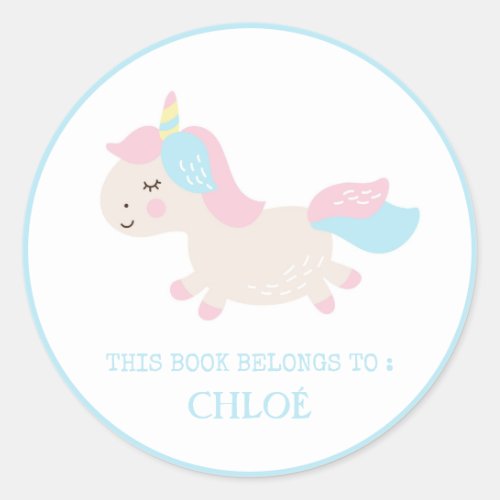 BOOK LABEL  CUTE BABY UNICORN