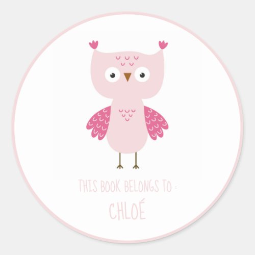 BOOK LABEL  CUTE PINK BABY OWL