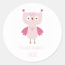 BOOK LABEL : CUTE PINK BABY OWL