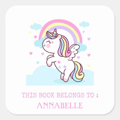 BOOK LABEL  UNICORN  RAINBOW