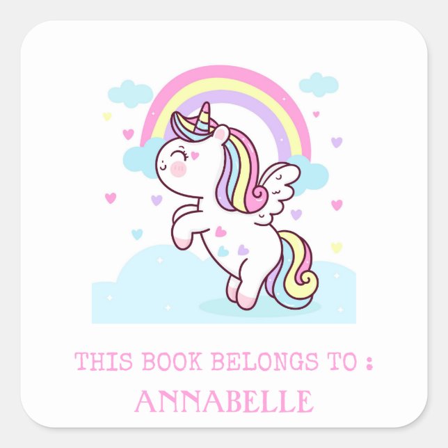 BOOK LABEL : UNICORN & RAINBOW (Front)