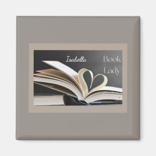 Book Lady, Personalzed Reading Hobby Gift for Her Magnet