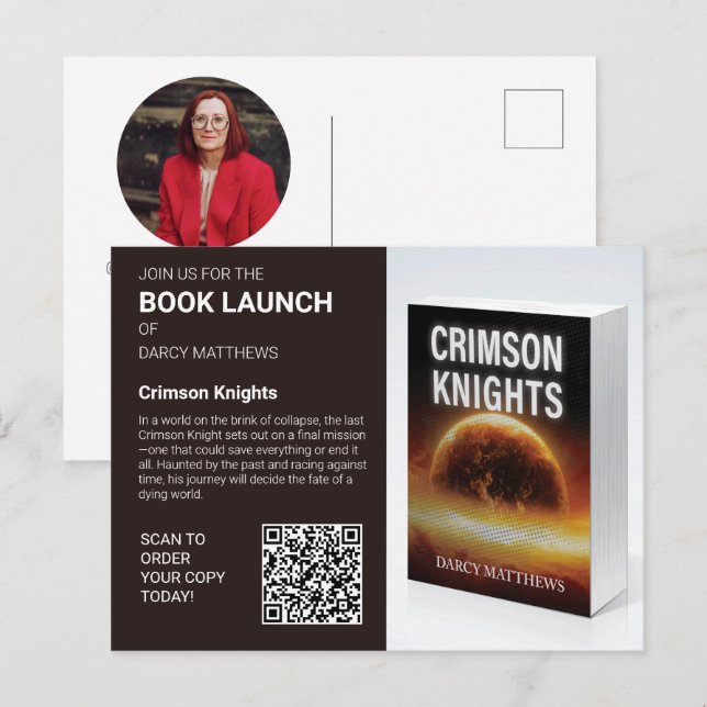 Book Launch Author Promo Photo QR Code Postcard (Front/Back)