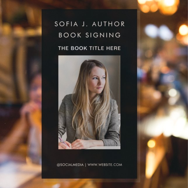 Book Launch Author Writer Photo Promotional Black Window Cling (Creator Uploaded)