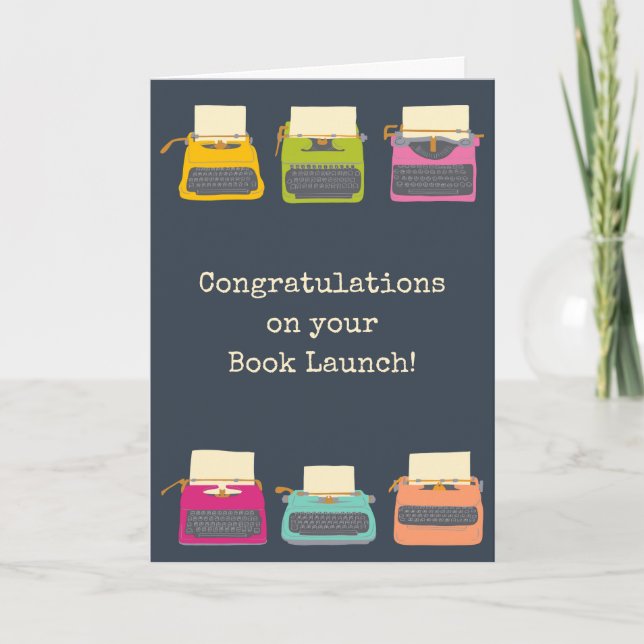Book Launch Congratulations Custom Typewriters Card (Front)