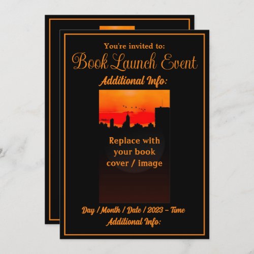 Book Launch Event Black Invitation