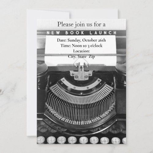 Book Launch Party Invitation Typewriter