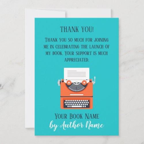 Book Launch Party Thank You Card