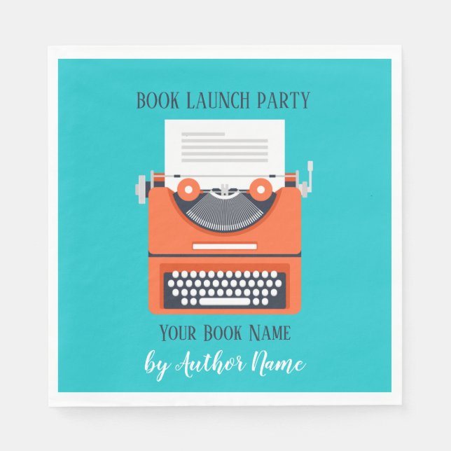 Book Launch Party Typewriter Napkins (Front)