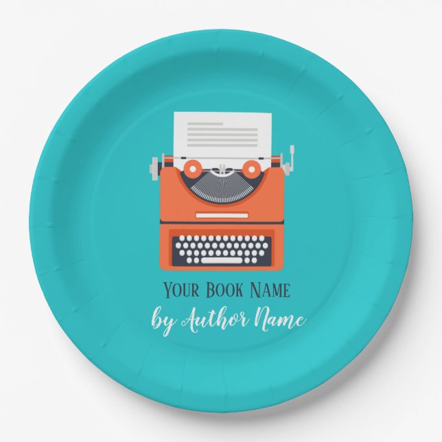 Book Launch Party Typewriter Paper Plates (Front)